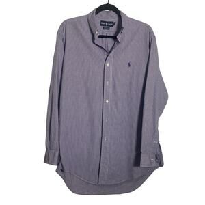 Ralph Lauren 15.5 32/33 Shirt Yarmouth 100% Cotton Mens Purple White Check